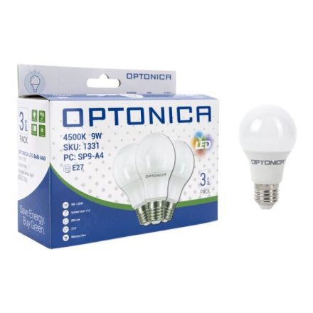 Optonica A60 LED izzó E27 9W 806lm 2700K meleg fehér 3db/csomag 1332