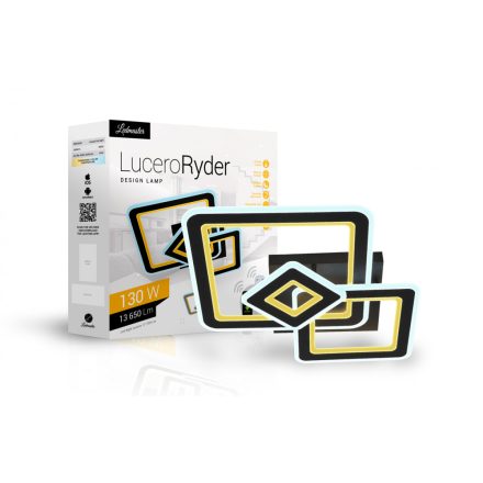 Lucero Ryder 130 W-os, 50 cm átmérőjű fekete LED távirányítós és mobil applikációval vezérelhető mennyezeti lámpa