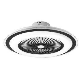   MasterLED Rodos 72 W-os, 600 mm fekete-fehér LED távirányítós mennyezeti lámpa beépített ventillátorral