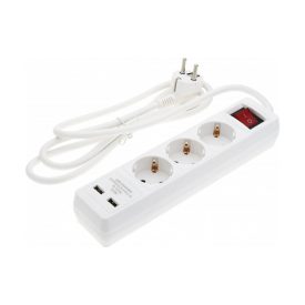   Optonica Power Strip 3 aljzat + ON/OFF gomb és 2xUSB  / 7615