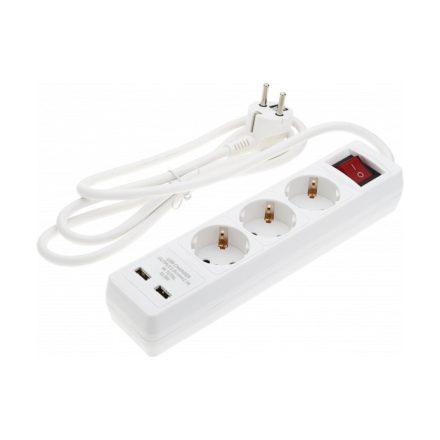 Optonica Power Strip 3 aljzat + ON/OFF gomb és 2xUSB  / 7615