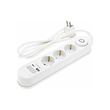Optonica Power Strip 3 aljzat + ON/OFF gomb és USBx2 / 7617