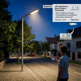   Optonica LED napelemes utcai lámpa IP65 + távirányító Cikkszám: 9282