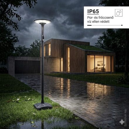  Optonica LED Napelemes Kerti/Park Lámpa CCT Fekete + 2,5 M-es Oszlop + Víztartály IP65 + Távirányító9361
