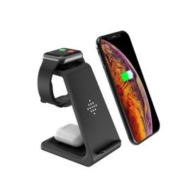   Optonica asztali 3in1 vezeték nélküli fekete töltőállomás iPhone, Watch, Airpods 9500