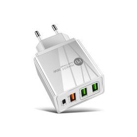   Optonica hálózati gyors töltő adapter max. 36W 3xUSB PD+QC3.0 fehér 9511