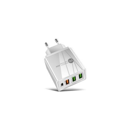 Optonica hálózati gyors töltő adapter max. 36W 3xUSB PD+QC3.0 fehér 9511