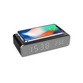   Optonica digitális ébresztőóra vezeték nélküli töltés funkcióval okostelefonokhoz 9514