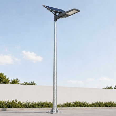 Horganyzott acél lámpaoszlop 4 méter+ 30W napelemes LED utcai világítás+ alapvsalat szett