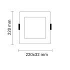 Optonica változtaható színhőmérsékletű beépíthető mini négyzet prémium LED panel 24W 2150lm 3000-4500-6000K 22cm 100° 2597