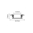 OPTONICA Led profil fekete,  opál fedővel,  2m, OT5104